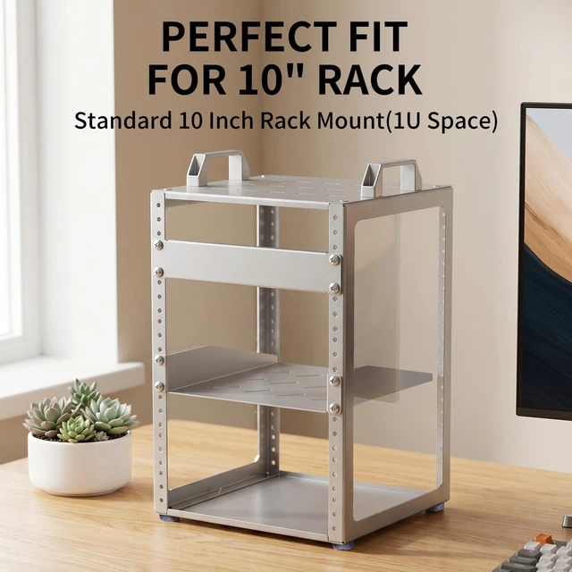 Alt view image 3 of 7 - 1U Server Rack Shelf, 10 Inch Vented Rack Mount Cantilever Tray, 2 Pack Universal Vented Rack Mount Cantilever Tray for 10" Network Equipment Rack, 9.45" Deep Rack Mount Shelf Good Air Circulation