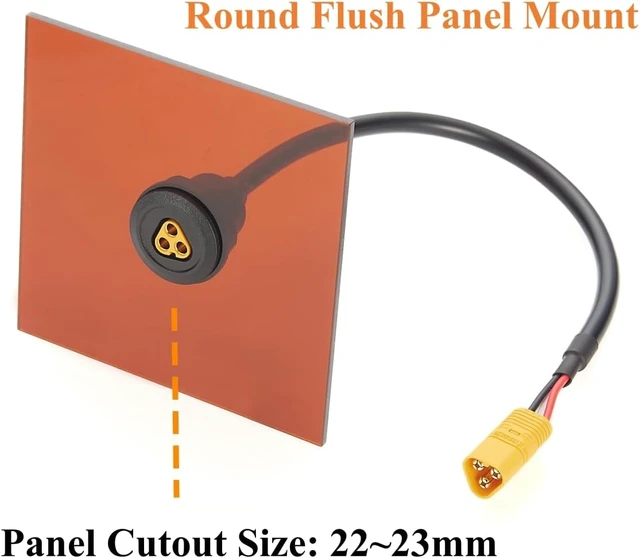 Alt view image 2 of 7 - MT60 3Pin Male to Female Extension Cable Round Flush Panel Mount MT60 Bulkhead Connector for Brushless Motor, ESC, FPV Drone, RC Aircraft, EDF Ducted Fan, Robotics (0.3M/0.98FT)