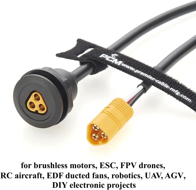 Alt view image 3 of 7 - MT60 3Pin Male to Female Extension Cable Round Flush Panel Mount MT60 Bulkhead Connector for Brushless Motor, ESC, FPV Drone, RC Aircraft, EDF Ducted Fan, Robotics (0.3M/0.98FT)