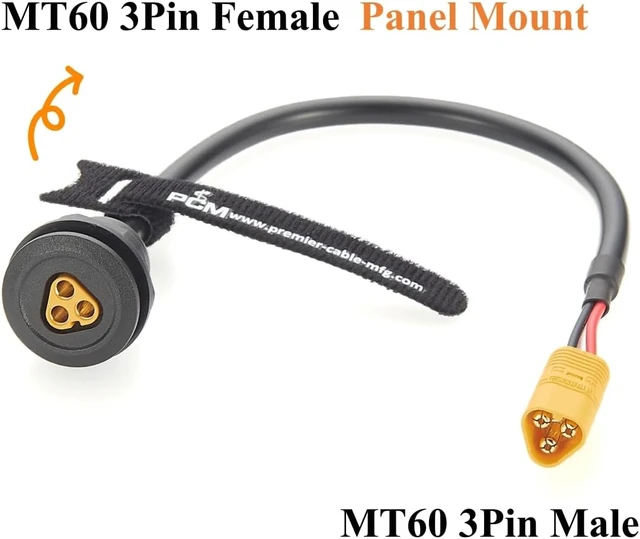Alt view image 5 of 7 - MT60 3Pin Male to Female Extension Cable Round Flush Panel Mount MT60 Bulkhead Connector for Brushless Motor, ESC, FPV Drone, RC Aircraft, EDF Ducted Fan, Robotics (0.3M/0.98FT)