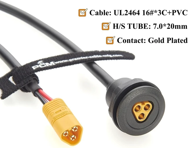 Alt view image 6 of 7 - MT60 3Pin Male to Female Extension Cable Round Flush Panel Mount MT60 Bulkhead Connector for Brushless Motor, ESC, FPV Drone, RC Aircraft, EDF Ducted Fan, Robotics (0.3M/0.98FT)