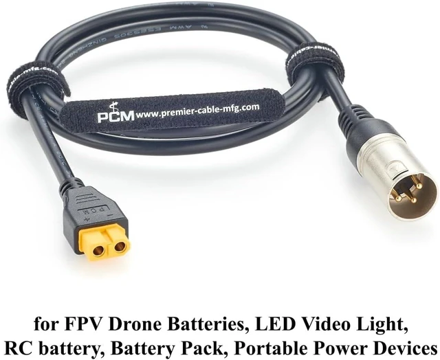 Alt view image 3 of 7 - XT60 Female to XLR 3 Pin Male Charging Cable 16AWG High Current DC Power Cable for FPV Drone, RC Battery, LED Video Light (1M/3.28FT)