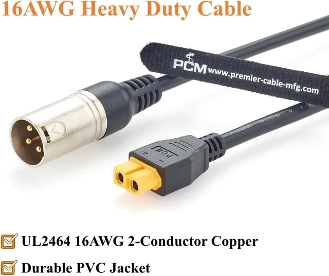Alt view image 5 of 7 - XT60 Female to XLR 3 Pin Male Charging Cable 16AWG High Current DC Power Cable for FPV Drone, RC Battery, LED Video Light (1M/3.28FT)