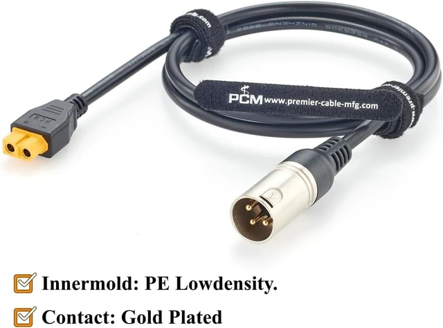 Alt view image 2 of 7 - XT60 Female to XLR 3 Pin Male Charging Cable 16AWG High Current DC Power Cable for FPV Drone, RC Battery, LED Video Light (1M/3.28FT)