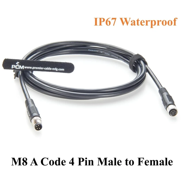 Alt view image 4 of 7 - IP67 M8 A Code 4 Pin Male to Female Motor Sensor Extension Cable (2M/6.6FT) Waterproof M8 Shielded Connector, Motor or Sensor