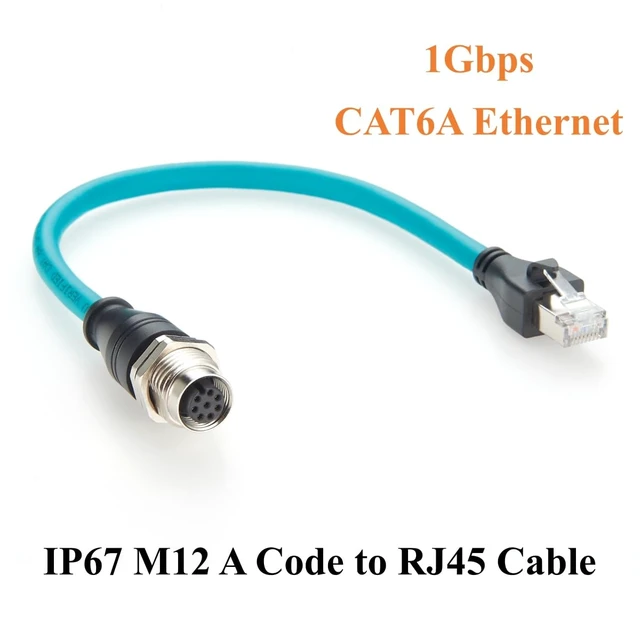 Alt view image 6 of 7 - M12 8Pin A Code Female to RJ45 Male Cable Bulkhead Panel Mount 1Gbps CAT6A Industrial Ethernet Cable IP67 Shielded for Profinet, EtherCAT, PLC, Robotics, GigE Vision Cameras(0.3m)