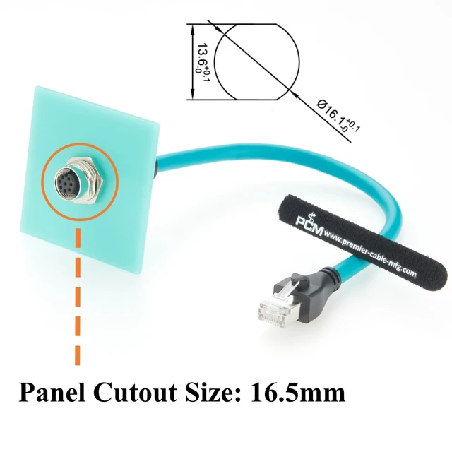 Alt view image 2 of 7 - M12 8Pin A Code Female to RJ45 Male Cable Bulkhead Panel Mount 1Gbps CAT6A Industrial Ethernet Cable IP67 Shielded for Profinet, EtherCAT, PLC, Robotics, GigE Vision Cameras(0.3m)