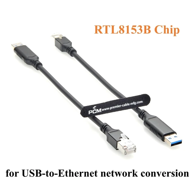Alt view image 2 of 7 - USB 3.0 A to RJ45 Gigabit Ethernet Cable with RTL8153B Chipset (0.15m) USB-A to RJ45 Network Cable, 1000Mbps