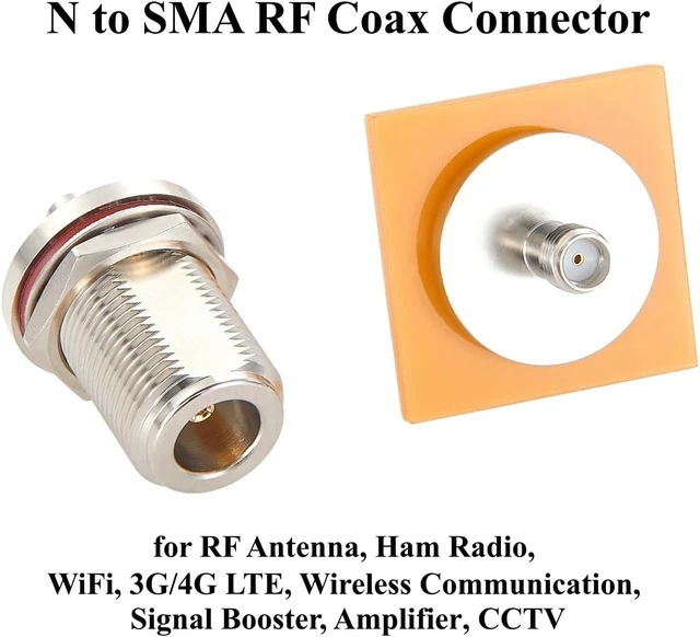 Alt view image 5 of 7 - N Female to SMA Female Adapter Bulkhead Panel Mount 50 Ohm Low Loss N to SMA RF Coaxial Connector for Antenna, WiFi, 4G/5G LTE, Ham Radio, Signal Booster (2PCS)