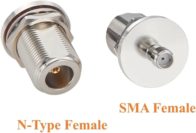 Alt view image 2 of 7 - N Female to SMA Female Adapter Bulkhead Panel Mount 50 Ohm Low Loss N to SMA RF Coaxial Connector for Antenna, WiFi, 4G/5G LTE, Ham Radio, Signal Booster (2PCS)