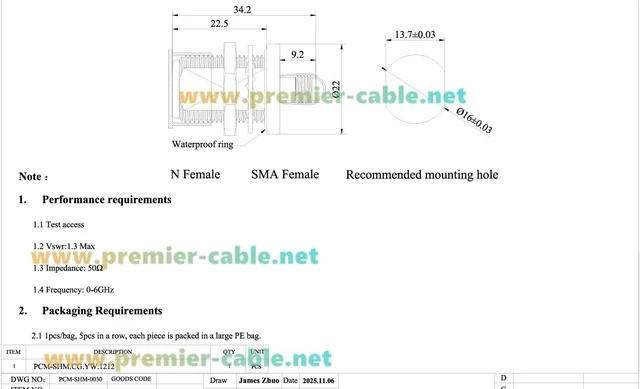 Alt view image 6 of 7 - N Female to SMA Female Adapter Bulkhead Panel Mount 50 Ohm Low Loss N to SMA RF Coaxial Connector for Antenna, WiFi, 4G/5G LTE, Ham Radio, Signal Booster (2PCS)