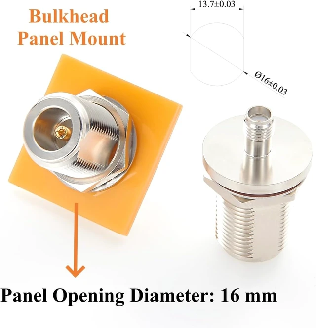 Alt view image 4 of 7 - N Female to SMA Female Adapter Bulkhead Panel Mount 50 Ohm Low Loss N to SMA RF Coaxial Connector for Antenna, WiFi, 4G/5G LTE, Ham Radio, Signal Booster (2PCS)