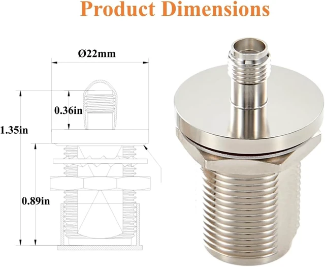 Alt view image 3 of 7 - N Female to SMA Female Adapter Bulkhead Panel Mount 50 Ohm Low Loss N to SMA RF Coaxial Connector for Antenna, WiFi, 4G/5G LTE, Ham Radio, Signal Booster (2PCS)