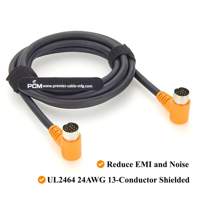 Alt view image 7 of 7 - Right Angle 13 Pin DIN Male to Male Cable DIN 13 Pin Electrical Signal Control Cable for PLC, CNC Machine, Robotics, Industrial Control Equipment (1.83M/6FT