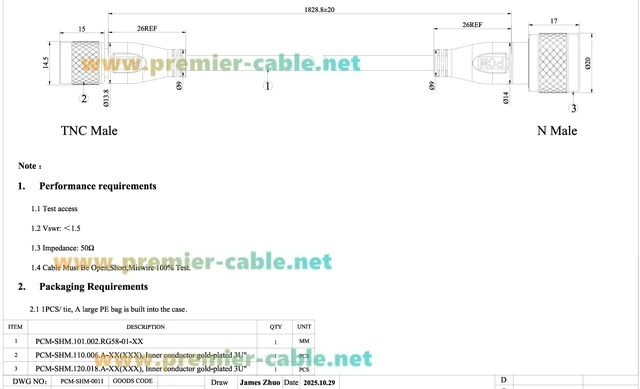 Alt view image 4 of 7 - TNC Male to N Male RG58 Coaxial Cable 50 Ohm Low Loss RF Antenna Cable for 4G 5G LTE, GPS, WiFi, Signal Booster, Ham Radio(6FT)