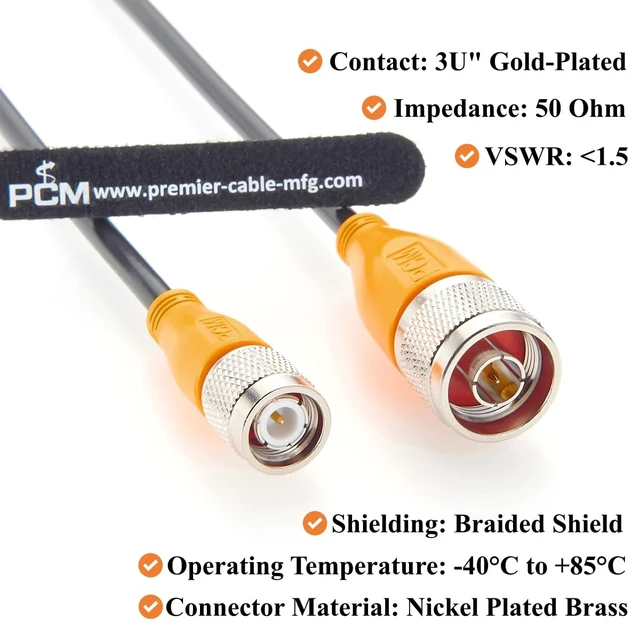 Alt view image 5 of 7 - TNC Male to N Male RG58 Coaxial Cable 50 Ohm Low Loss RF Antenna Cable for 4G 5G LTE, GPS, WiFi, Signal Booster, Ham Radio(6FT)
