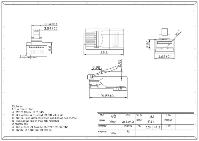 Alt view image 4 of 7 - 100-Pack RJ45 Cat6 Pass Through Connector RJ45 Modular Plugs for Solid or Stranded UTP Cable