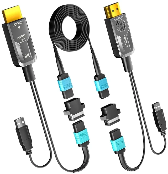 Main image of 8K Detachable MPO Pure Fiber Optic HDMI 2.1 Cable 50FT, 48Gbps, eARC, 8K 60Hz, 4K 120Hz, Dynamic HDR for PS5 PS4, Xbox Series X, Denon/Yamaha Receiver, LG, Samsung, Sony TV
