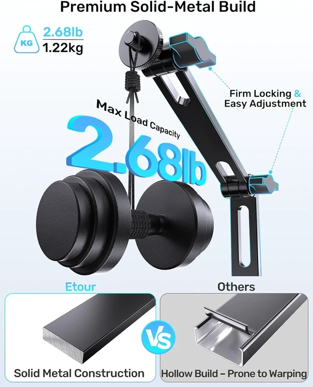 Alt view image 4 of 7 - Heavy Duty Desktop Mic Stand, Flexible Arm, Weighted Base, Max 2.68lb Load Fits Shure MV7 SM7B/Rode PodMic USB & More Studio Mics for Podcasting, Streaming, Recording, 3/8 Thread, 5/8 & 1/4 Adapters