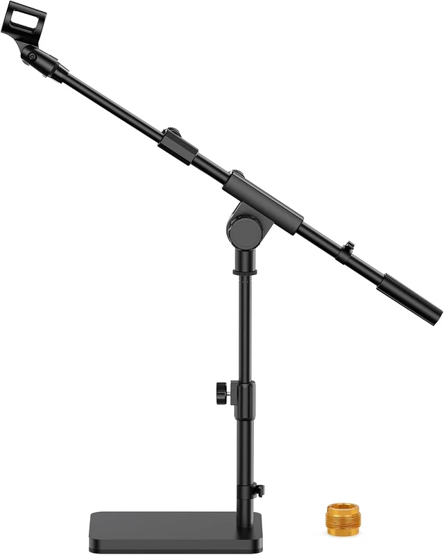 Main image of Mic Stand Desk Boom Arm Microphone Stand for Blue Yeti Kick Drums for Shure Fifine Guitar Amps, 4.4lb Weight Capacity, Arm Swivel Sideways, Stable, Extendable, Adjustable, Cable Clip Included