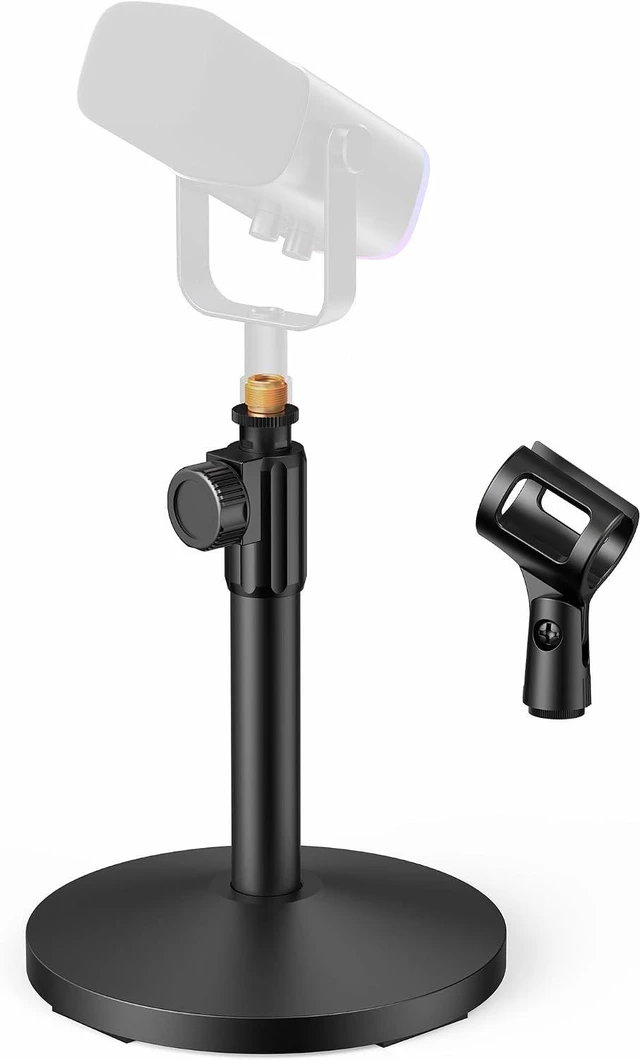 Main image of Desktop Microphone Stand Holder Mic Stand Desk Mount for Fifine for Shure Blue Yeti, All-Metal Construction, Weighted Iron Base, Height Adjustable, 3.3lb Weight Capacity
