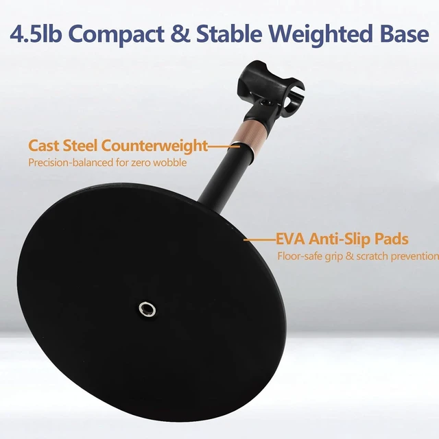 Alt view image 5 of 7 - Desktop Microphone Stand for Podcast Recording 9-16.5 Height Adjustable Mic Stand for Desk with 1.3 lb Weighted Base, Universal 3/8 to 5/8" Adapter and 2 Clips