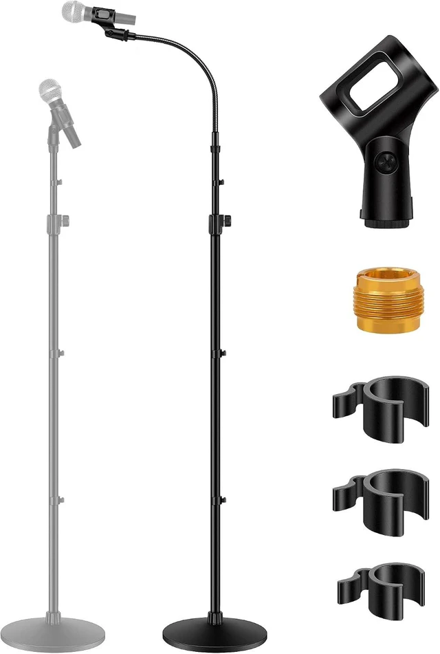 Main image of Microphone Stand Floor 32" to 70" Gooseneck Mic Stand for Singing Max Height 70", Stable Base, Flexible Angle, Easy to Transport, Adjustable Gooseneck, Fit Blue Yeti, For Sitting or Standing