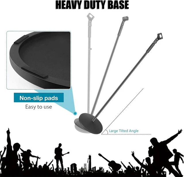 Alt view image 3 of 6 - Microphone Stand, Mic Stand Floor Detachable Boom Mic Arm Stands with Weighted Round Base, Height Adjustable from 34" to 60"