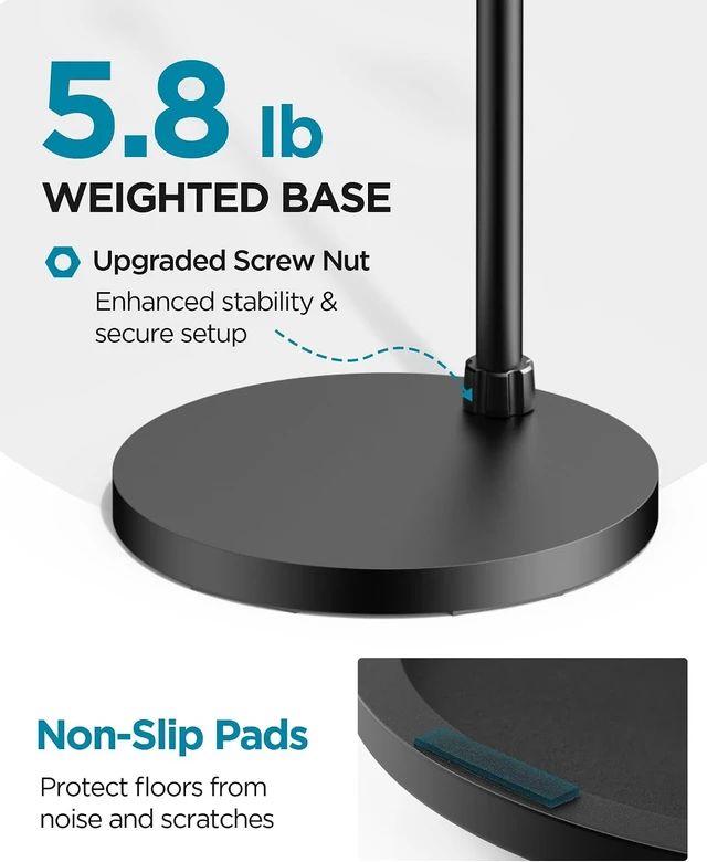 Alt view image 3 of 7 - Mic Stand Floor Max Height 82.28" Microphone Stand Holder Boom Arm for Blue Yeti Shure Fifine HyperX, Extendable, Seated to Standing, Stable, For Any Recording Setup, Mini Height 30.82"