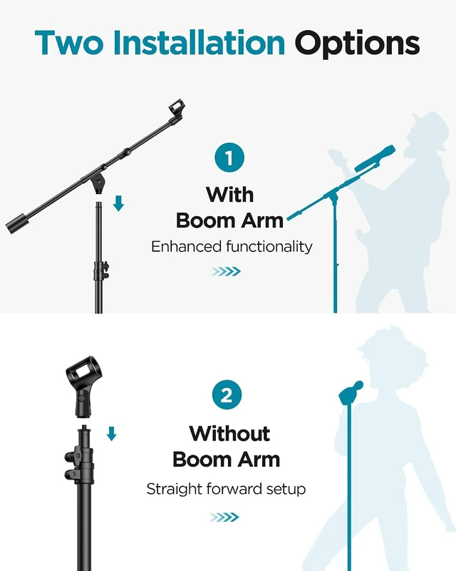 Alt view image 7 of 7 - Mic Stand Floor Max Height 82.28" Microphone Stand Holder Boom Arm for Blue Yeti Shure Fifine HyperX, Extendable, Seated to Standing, Stable, For Any Recording Setup, Mini Height 30.82"
