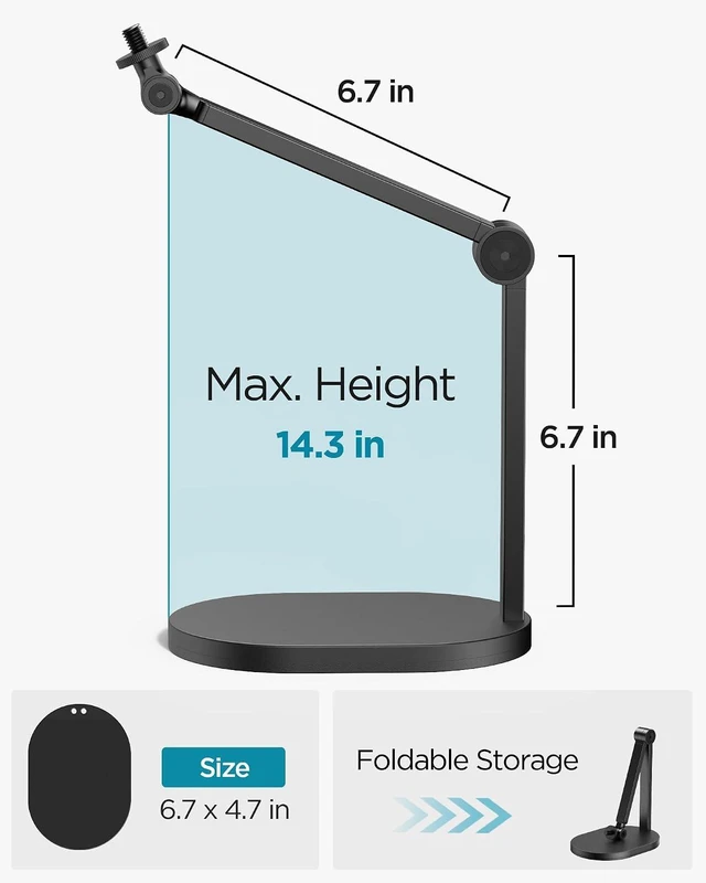 Alt view image 5 of 6 - Mic Stand Desk Max Load 2.64 lb Desktop Microphone Stand Boom Arm for Fifine AM8 K669B Blue Yeti HyperX, Minimal Footprint, Fine-Tune Tension, Heavy Hold, 2.64 lb Weight Capacity