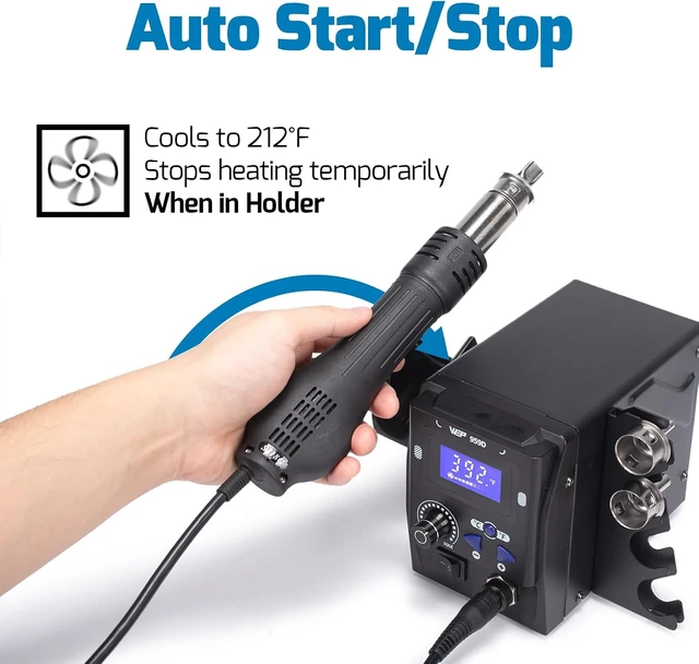 Alt view image 2 of 7 - Hot Air SMD Soldering Rework Station with Quick-Change Nozzle System, Nozzle Holder, 5 Additional Nozzles, Adjustable Temperature, °C/°F Conversion and Buzzer Prompt