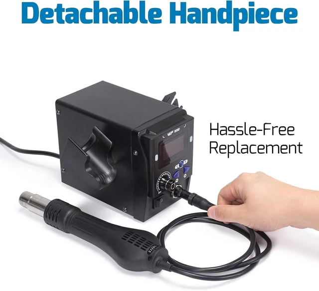 Alt view image 6 of 7 - Hot Air SMD Soldering Rework Station with Quick-Change Nozzle System, Nozzle Holder, 5 Additional Nozzles, Adjustable Temperature, °C/°F Conversion and Buzzer Prompt