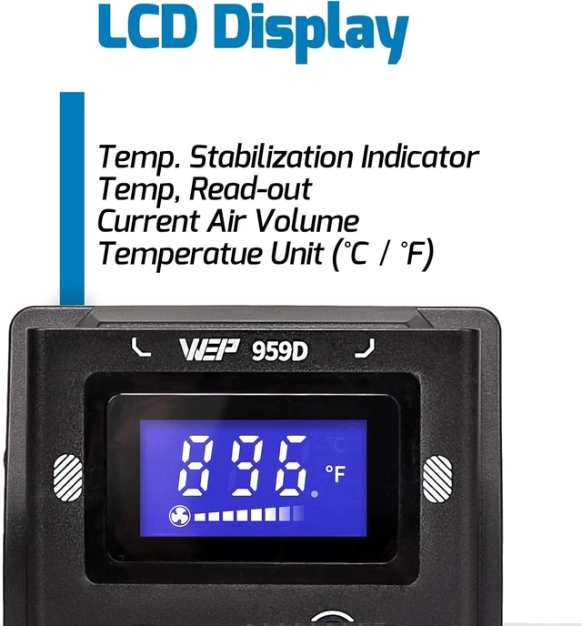 Alt view image 5 of 7 - Hot Air SMD Soldering Rework Station with Quick-Change Nozzle System, Nozzle Holder, 5 Additional Nozzles, Adjustable Temperature, °C/°F Conversion and Buzzer Prompt
