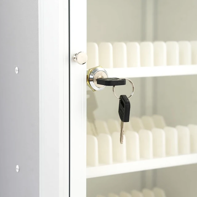 Alt view image 2 of 5 - 48 Slots Aluminum Alloy Cell Phone Locker with Wheels, Each Slot 6.93x0.55in, 2 Keys, Rolling Cellphone Storage Cabinet for Shool Classroom Student Office Conference Rooms Gym