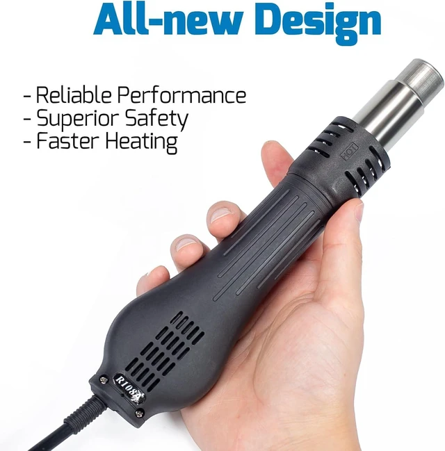 Alt view image 7 of 7 - 858D Hot Air Rework Soldering Station with Temperature Control, Adjustable Air Volume, Digital Display for SMD Soldering with 4 Extra Hot Air Nozzles