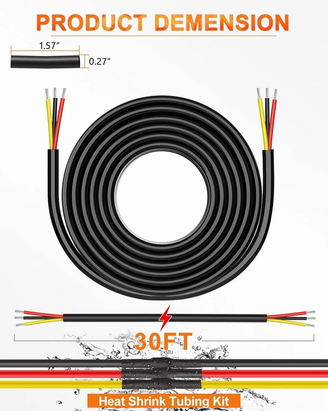 Alt view image 4 of 6 - 16 Gauge Wire 3 Conductor, 16 Gauge Automotive Wire 12V Cable, 30FT Tinned Copper 16 AWG Wire, 16/3 Low Voltage Cable, Flexible Stranded Electrical Wire for Automotive, Marine, Speaker, Lights