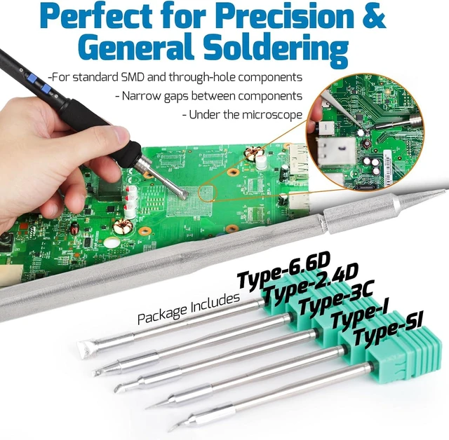 Alt view image 3 of 7 - 982-V Micro Soldering kit with 5 C245 Soldering Iron Tips, Temperature Control, Sleep Mode, Auto Shutdown and LCD Display