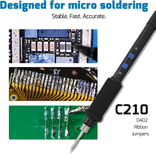 Alt view image 3 of 7 - 982D SE 200W 1S Heating Precision Soldering Iron Station for Electronics Repair & DIY with 4 C210 Tips, 194°F-842°F, 4 Preset Channels, Auto Temp. Calibration, Sleep Mode, °C/°F, ESD Safe