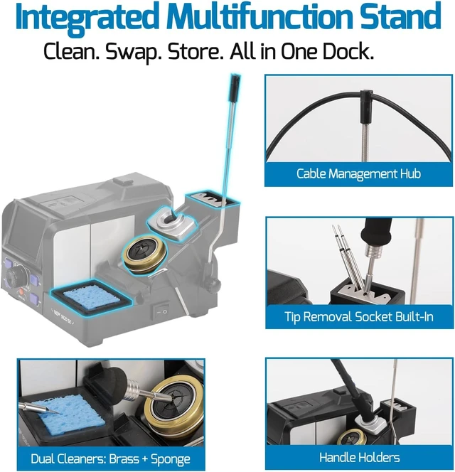 Alt view image 5 of 7 - 982D SE 200W 1S Heating Precision Soldering Iron Station for Electronics Repair & DIY with 4 C210 Tips, 194°F-842°F, 4 Preset Channels, Auto Temp. Calibration, Sleep Mode, °C/°F, ESD Safe