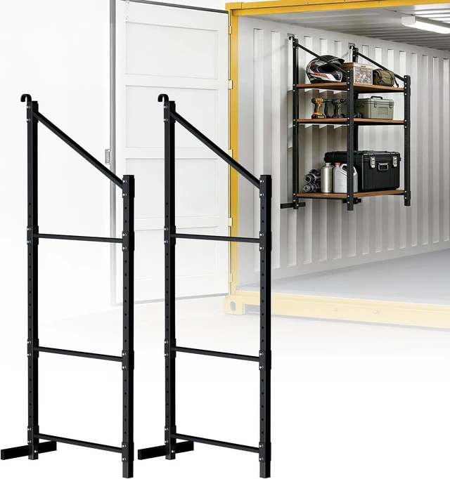 Main image of Shipping Container Shelving Brackets, D-Ring Mount, 3-Tier, 2-Pack, Heavy-Duty Steel Rack Shelves Supports for DIY Cargo Container Shelf Storage of Tools Equipment in Garages Farms Workshops