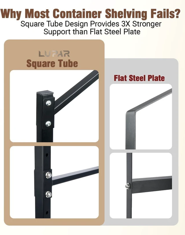 Alt view image 6 of 7 - Shipping Container Shelving Brackets, D-Ring Mount, 3-Tier, 2-Pack, Heavy-Duty Steel Rack Shelves Supports for DIY Cargo Container Shelf Storage of Tools Equipment in Garages Farms Workshops
