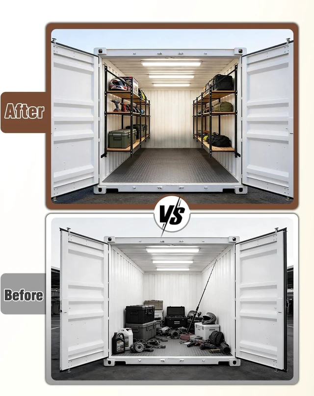 Alt view image 2 of 7 - Shipping Container Shelving Brackets, D-Ring Mount, 3-Tier, 2-Pack, Heavy-Duty Steel Rack Shelves Supports for DIY Cargo Container Shelf Storage of Tools Equipment in Garages Farms Workshops