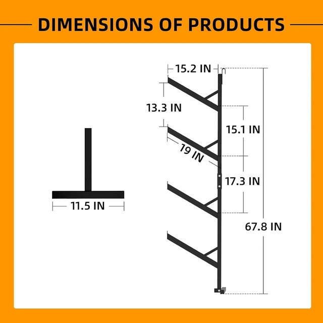 Alt view image 6 of 7 - 4 Pack Shipping Container Shelving Brackets, 67"H x 15"W Bracket Adjustable Heavy Duty Steel Cargo Shipping Container Shelves, 4-Tier Power Coated Shipping Container for Organization, Black