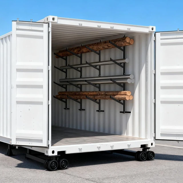 Alt view image 2 of 7 - 4 Pack Shipping Container Shelving Brackets, 67"H x 15"W Bracket Adjustable Heavy Duty Steel Cargo Shipping Container Shelves, 4-Tier Power Coated Shipping Container for Organization, Black
