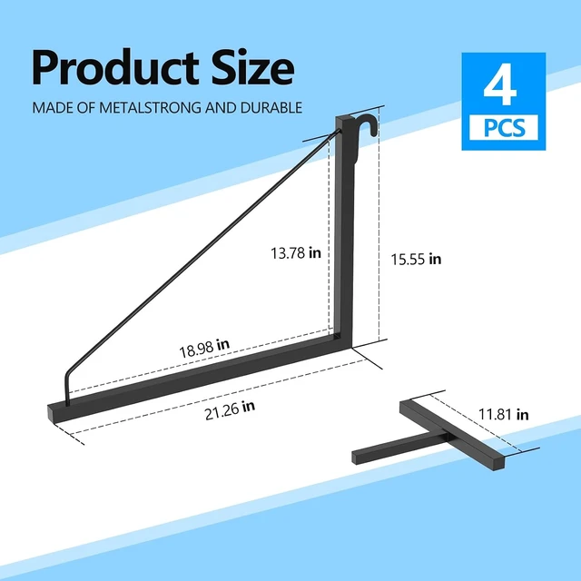 Alt view image 6 of 7 - 4 Pack Shipping Container Shelf Brackets 18.98 D x 13.58 H Easy Install, Cargo Container Shelving Brackets Easy to Hang and Remove Heavy Duty Design
