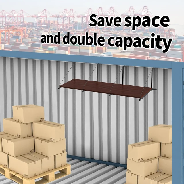 Alt view image 3 of 7 - 4 Pack Shipping Container Shelf Brackets 18.98 D x 13.58 H Easy Install, Cargo Container Shelving Brackets Easy to Hang and Remove Heavy Duty Design
