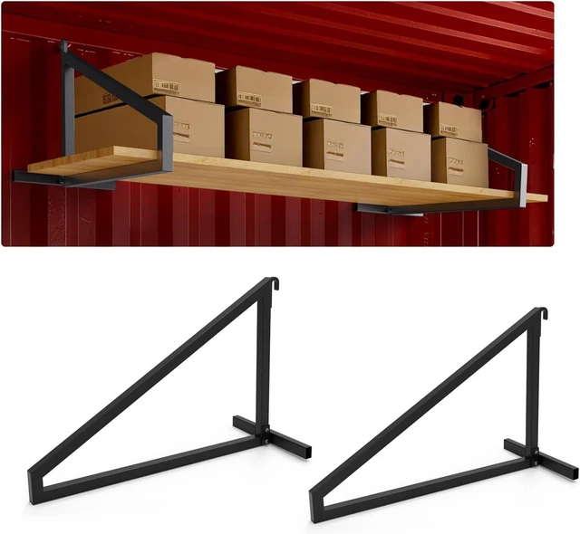 Main image of 2-Pack Heavy Duty Shipping Container Shelving, Shipping Container Shelf Brackets, Powder Coated Steel, 1300 lbs Cargo Shelves in Trailers & Storage Units, Easy Assembly 2 PACK