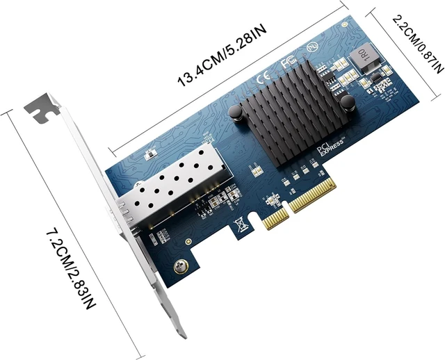 Alt view image 7 of 7 - 10Gb PCIe NIC Network Card, Intel 82599EN SFP+, X520-DA1 Compatible Single-port 10GbE adapter for NAS and servers, any-vendor DAC or fiber optics, x4 or x8 slot, low and full-height brackets