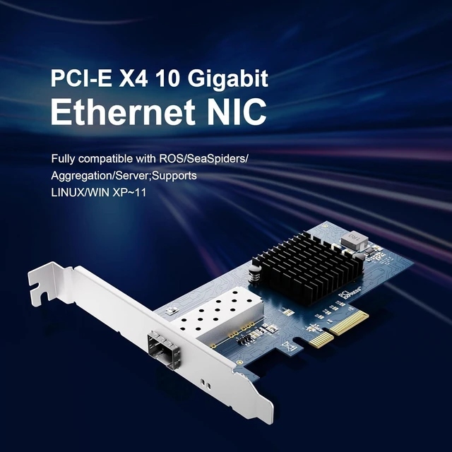 Alt view image 4 of 7 - 10Gb PCIe NIC Network Card, Intel 82599EN SFP+, X520-DA1 Compatible Single-port 10GbE adapter for NAS and servers, any-vendor DAC or fiber optics, x4 or x8 slot, low and full-height brackets